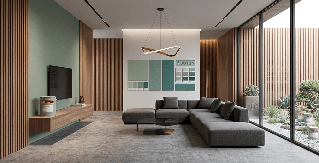Modern interior with decorative paints